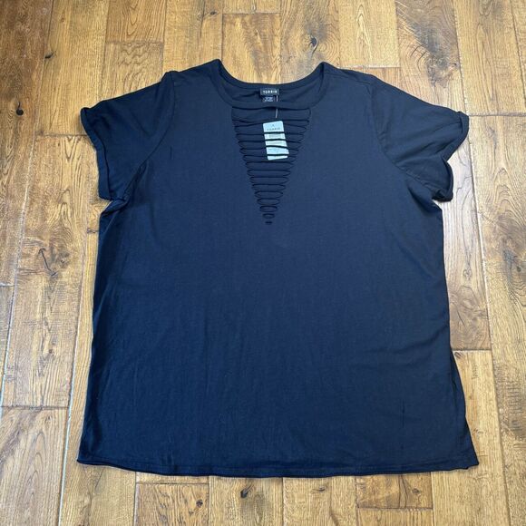 torrid Tops - NWT TORRID BLACK Cotton V-Neck Ladder Slash Tee Soft Stretch Womens Plus Sz 3 3X
